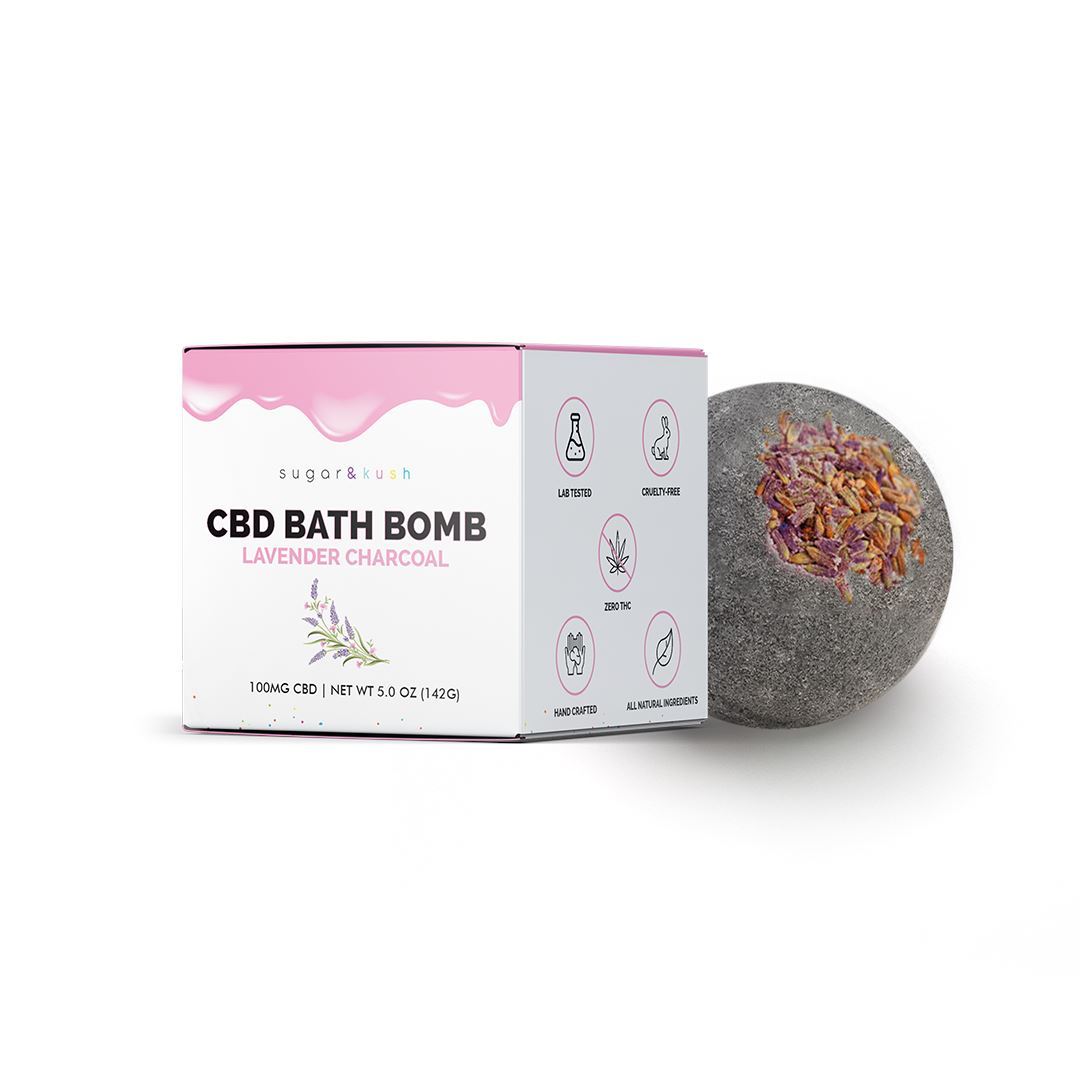 Lavender Charcoal CBD Bath Bomb - Sugar & Kush