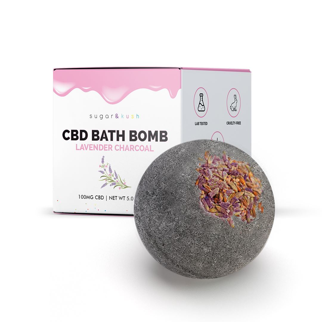 Lavender Charcoal CBD Bath Bomb - Sugar & Kush
